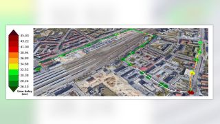 Map 1: 5G NR band hunting path including RTT measurements in the "High" traffic load pattern
