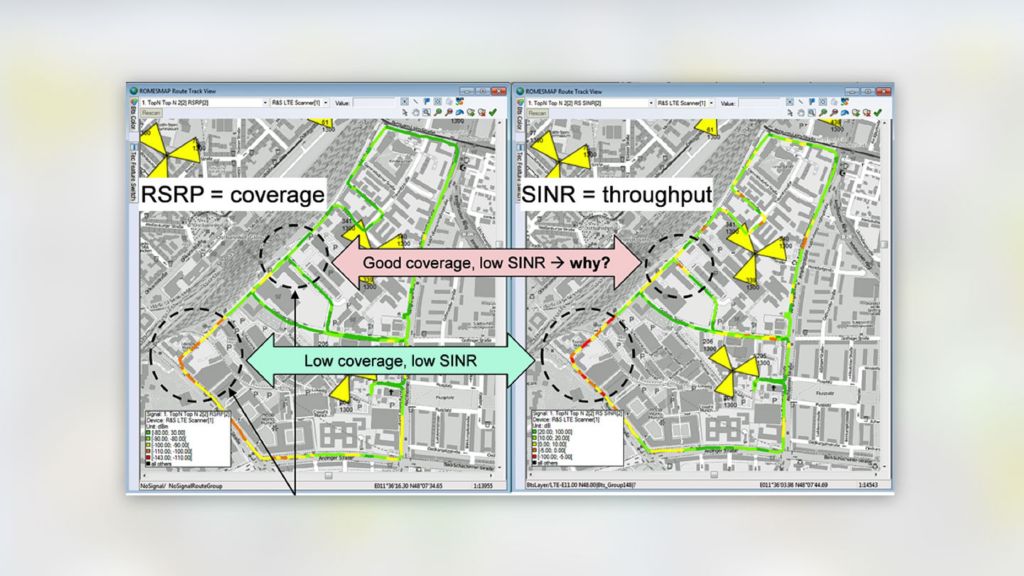 Vizualiyation of RSRP and SINR in the same region