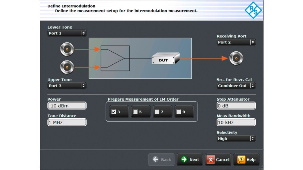 直观化的互调向导工具可分步指导用户完成仪器配置。