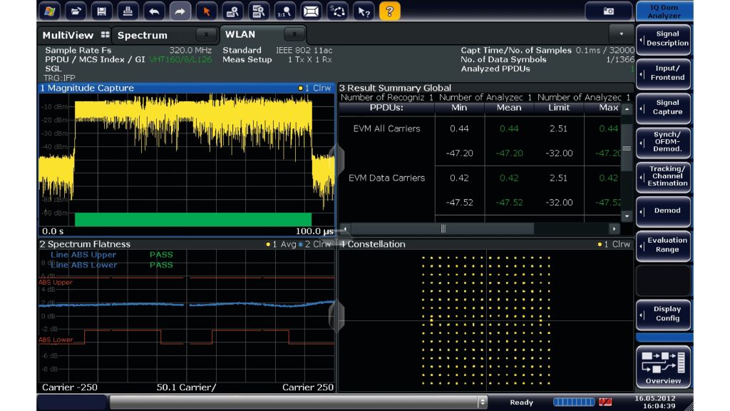 FSW-K91ac 选件：方便的 IEEE 802.11ac 信号分析。