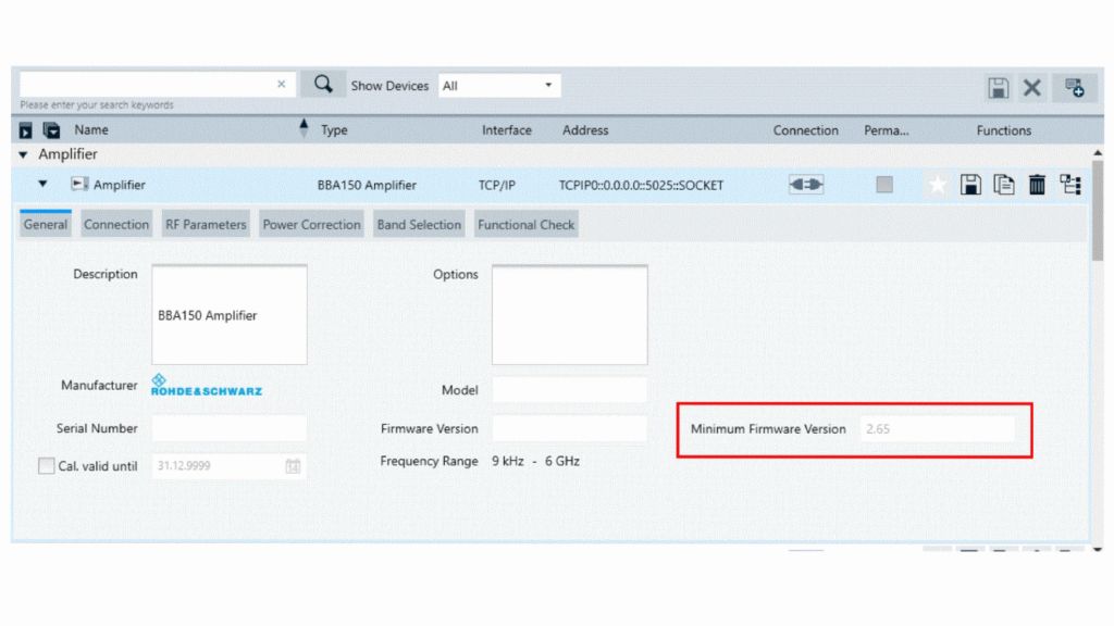 ELEKTRA Device Support, minimum firmware version