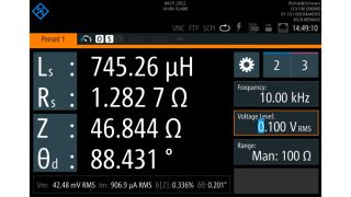 初级电感测量，10 kHz、100 mV (RMS)