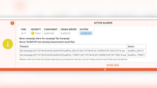 Alarm showing missing measurement files