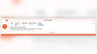 Critical alarm warning about excessive internal temperature