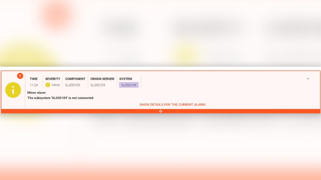 Minor alarm indicating a system slave has disconnected