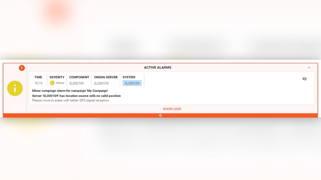 Minor alarm indicating that the GPS has no valid fix
