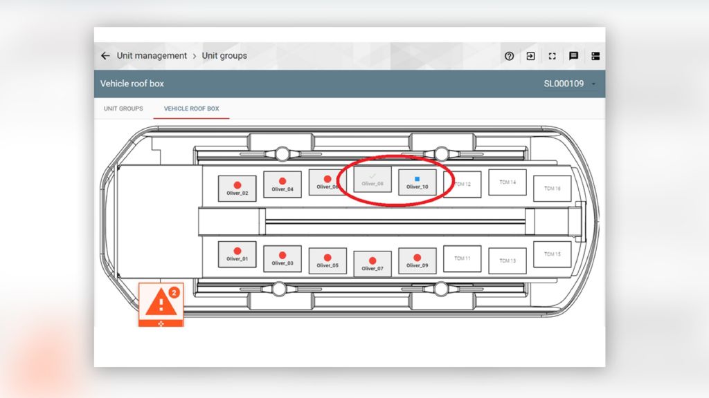 VRB schematic view showing the mounting positions of two problematic probes