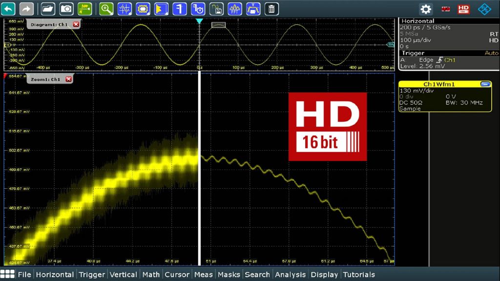 HD 模式下最高 16 位垂直分辨率，轻松查看信号细节。