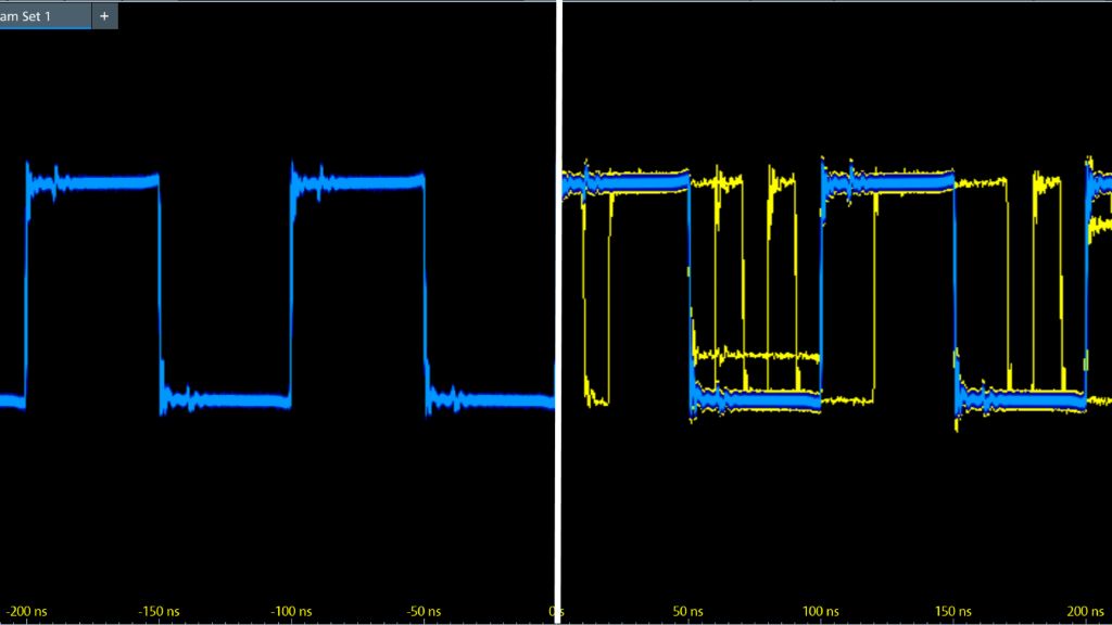 典型的更新率(左)與4.5萬波形/s(右)