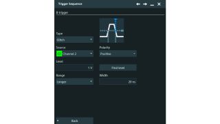 触发设置：触发 B 的毛刺事件