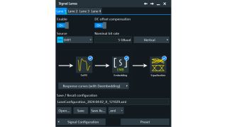Signal Lane dialog with access to TX-FFE, Embedding and Equalizer setups