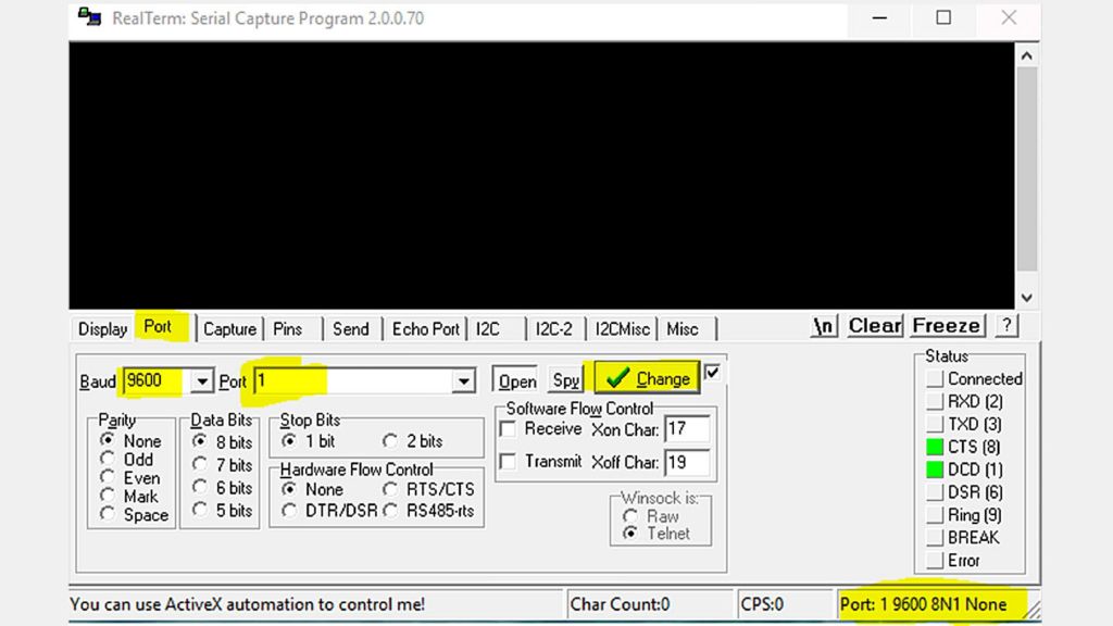 RealTerm setup 1