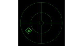 图 5:位置 4 处飞机的 RWR 指示。RWR 威胁显示屏显示飞机的八点钟方向检测到发射机。数字表示发射机的类型,菱形符号将其标记为主要威胁。 图 5:位置 4 处飞机的 RWR 指示。RWR 威胁显示屏显示飞机的八点钟方向检测到发射机。数字表示发射机的类型,菱形符号将其标记为主要威胁。
