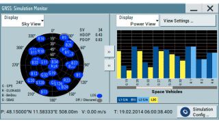 可以在内置模拟监测器中观察 GNSS 星座和卫星功率电平。