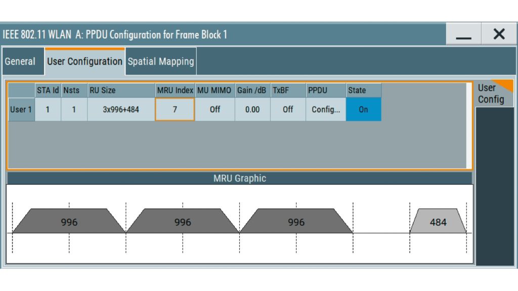 320 MHz 信道的 MRU 配置