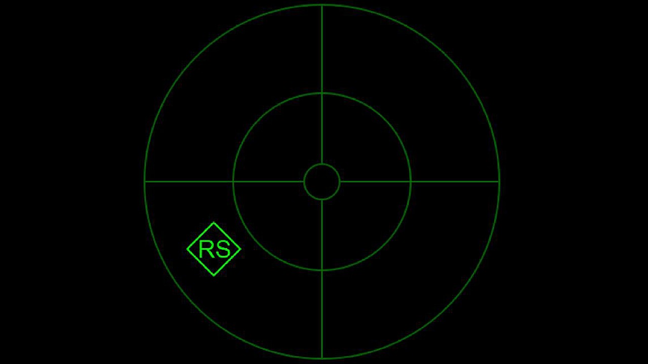 图 5：位置 4 处飞机的 RWR 指示。RWR 威胁显示屏显示飞机的八点钟方向检测到发射机。数字表示发射机的类型，菱形符号将其标记为主要威胁。