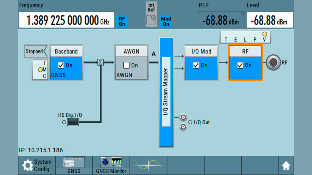 SMBV100B 能够同时生成所有频段的 GNSS 信号，简化了多频率测试装置。