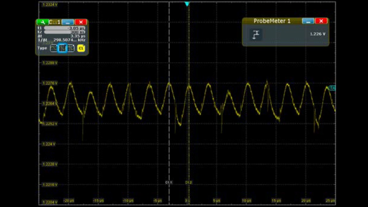 ProbeMeter 是一种集成到探头头部的直流电压计，能够测量 1.2 V DDR4 电源上的残余波纹并准确验证直流电平。