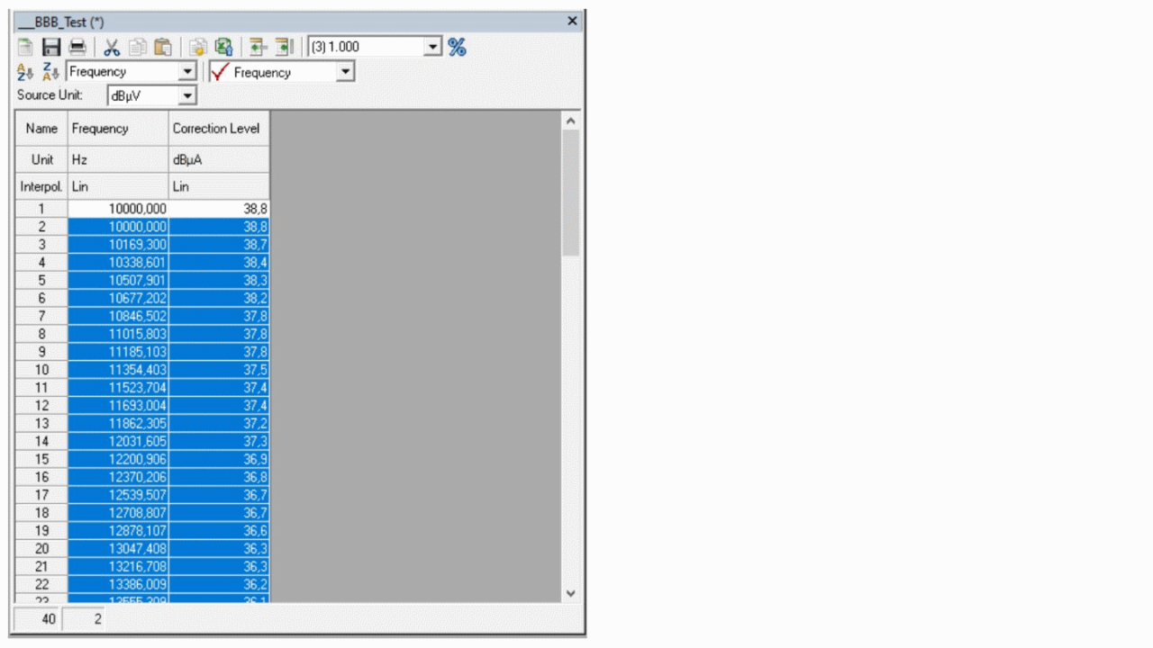 EMC32：粘贴 Excel 数据后转换因子错误 – 屏幕 1