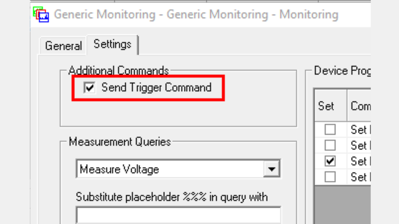 已启用“Send Trigger Command”