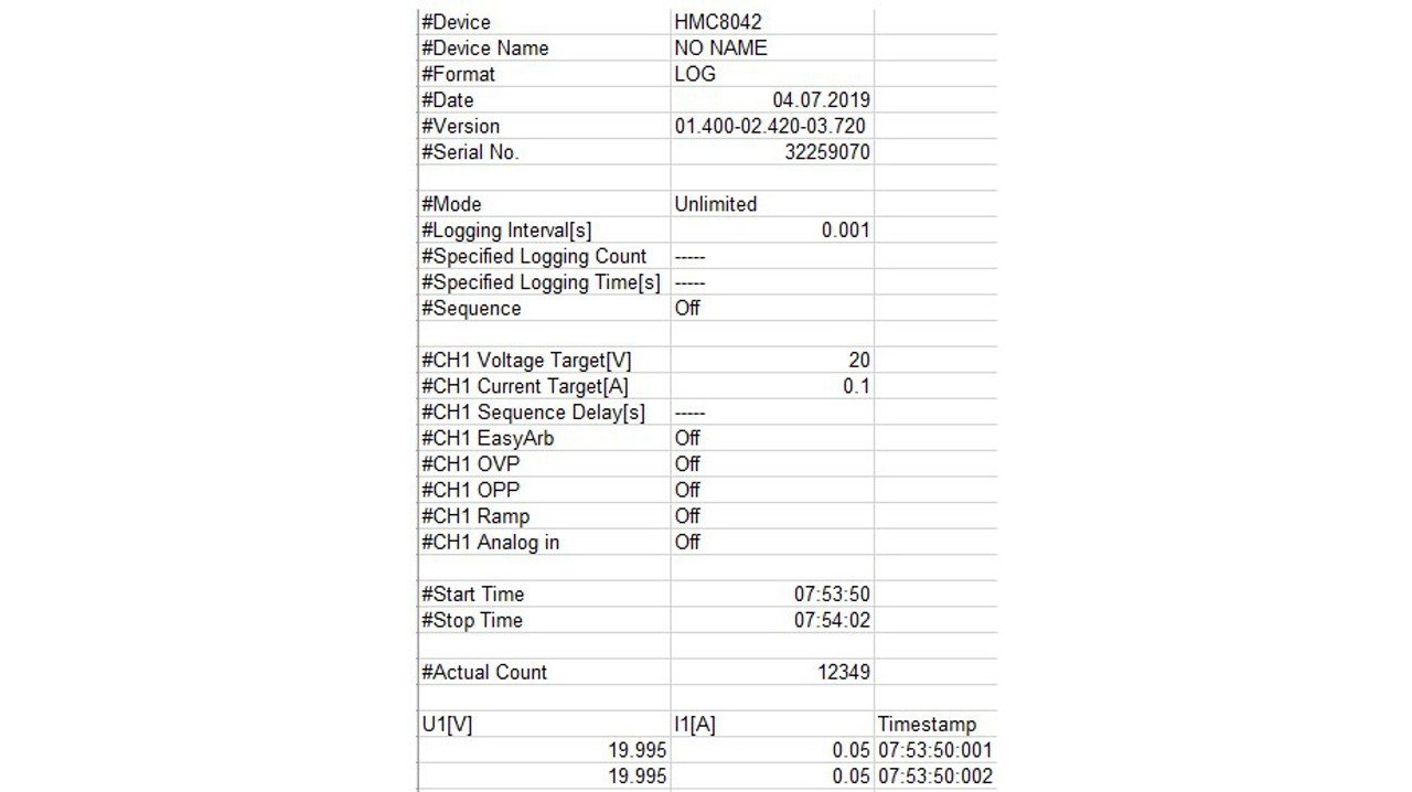 HMC804x - Data Logging Function