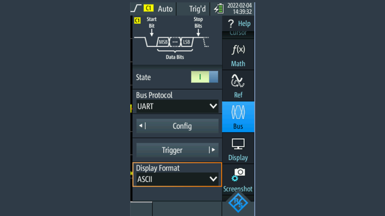 设置“Display Format”，例如设为 ASCII