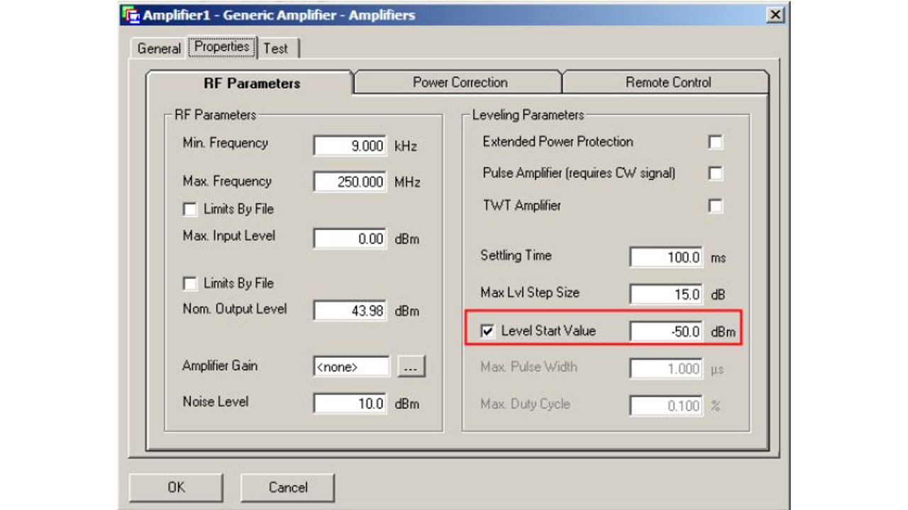 Initialize RF Generator, change start level for immunity testing using EMC32