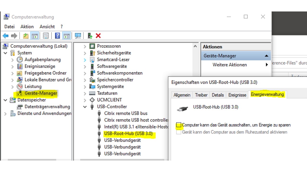 禁用 USB 电源管理