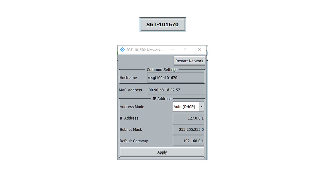 Default network settings after factory preset