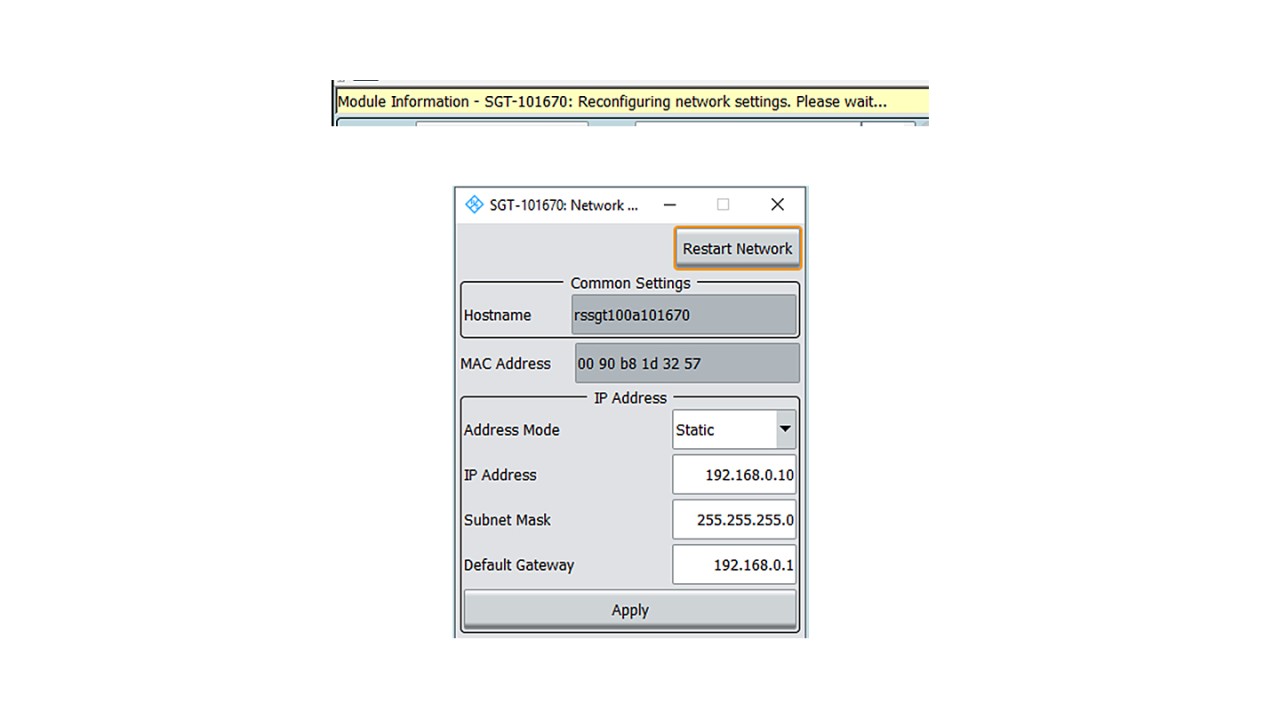 Example network settings