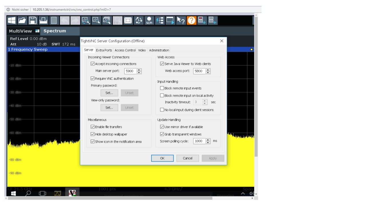 Web control on FSW using VNC - screen 3