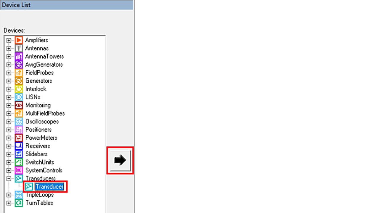 Transducer in device list
