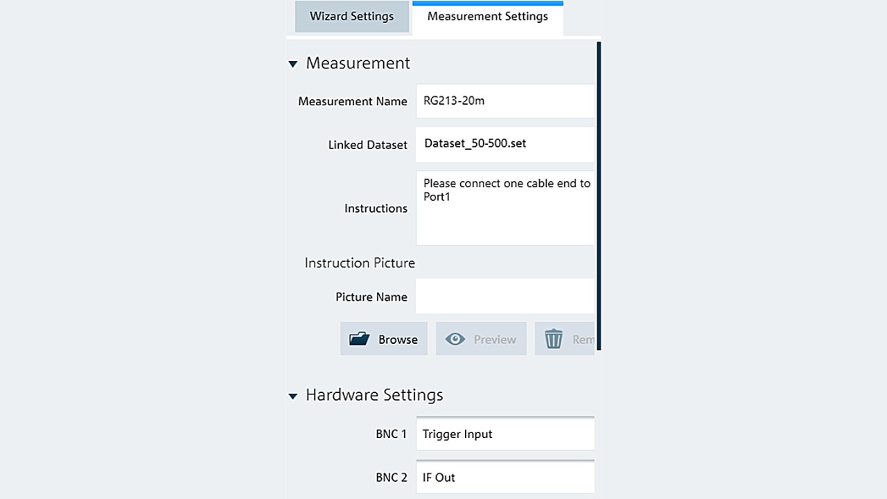 Measurement settings