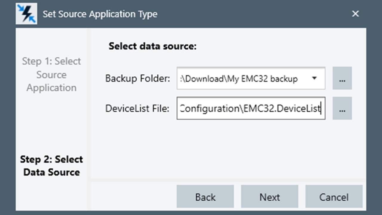 Select source data