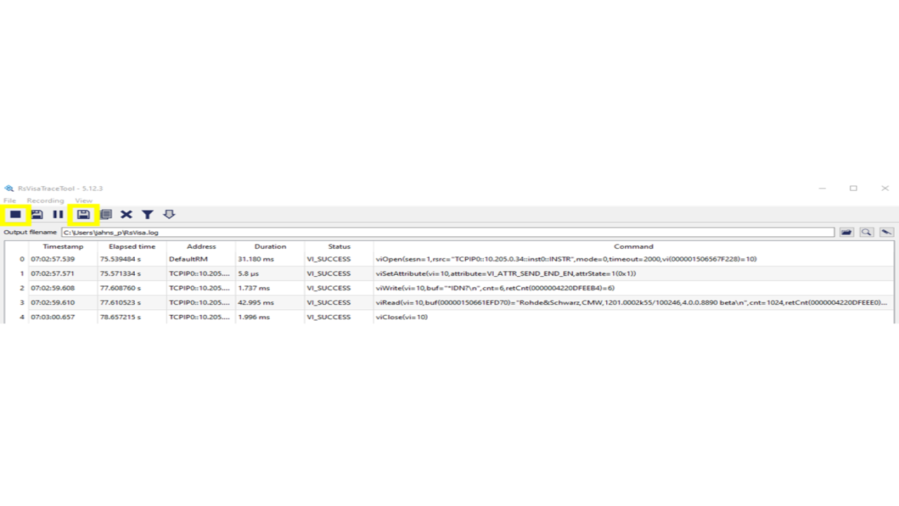 How can I create a log file of the R&S VISA traffic?