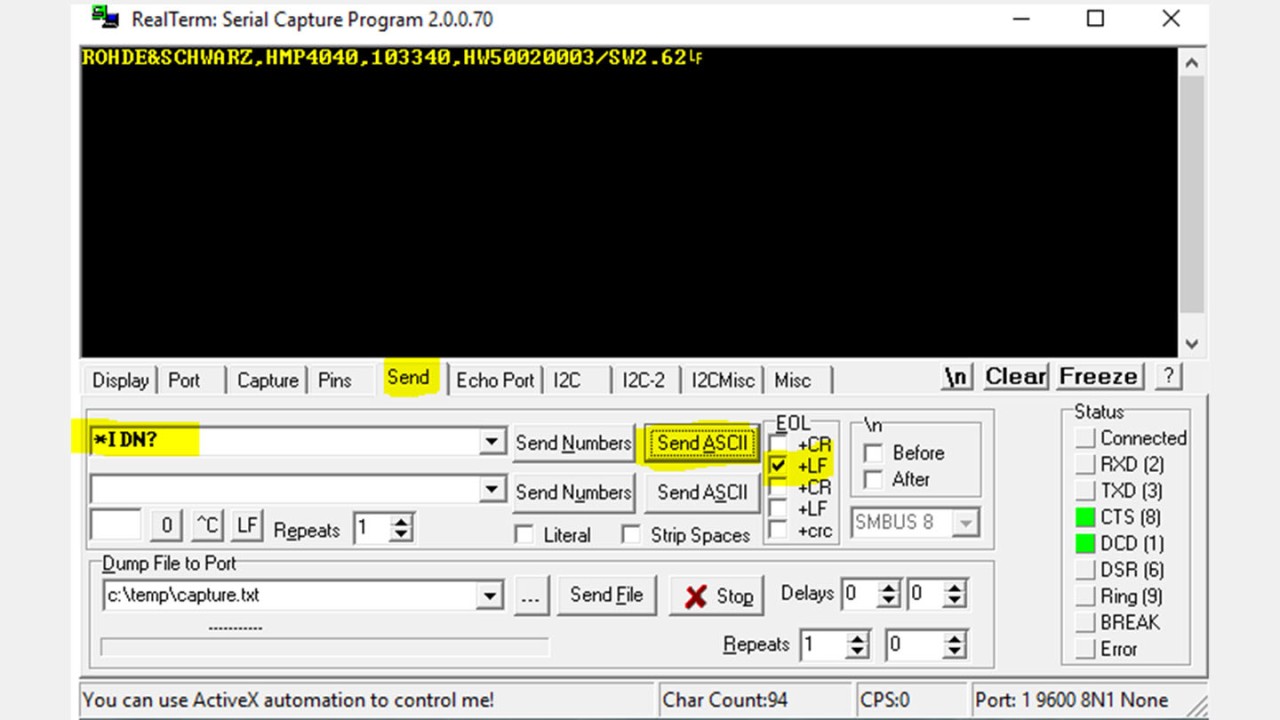 RealTerm setup 2