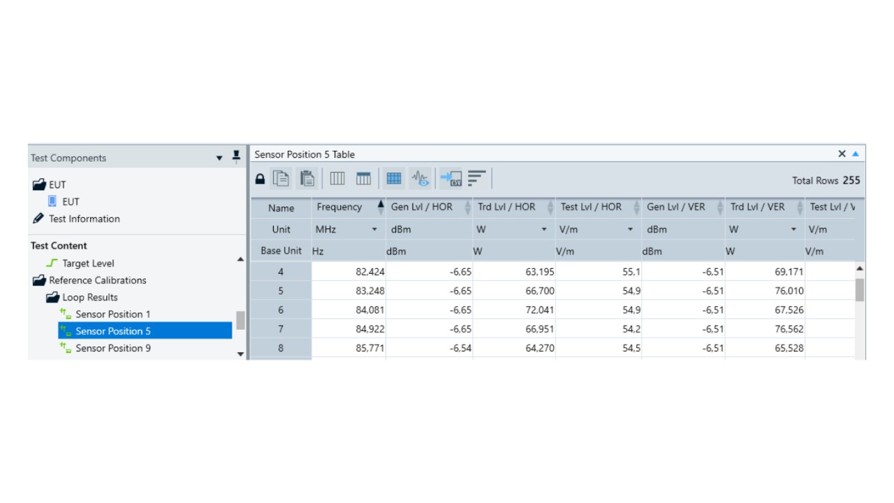 Reference Calibration using ELEKTRA and Field Probe, repeat measurement for a sensor position. Screen 6