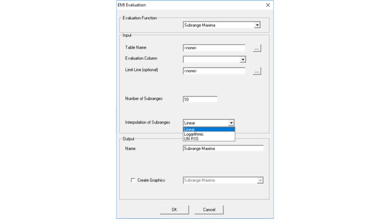 EMC32, frequency ranges in Subrange Maxima search