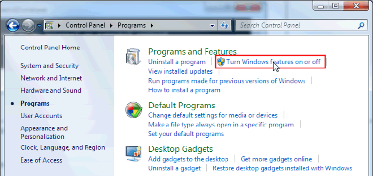How to enable Telnet Client in Windows 7