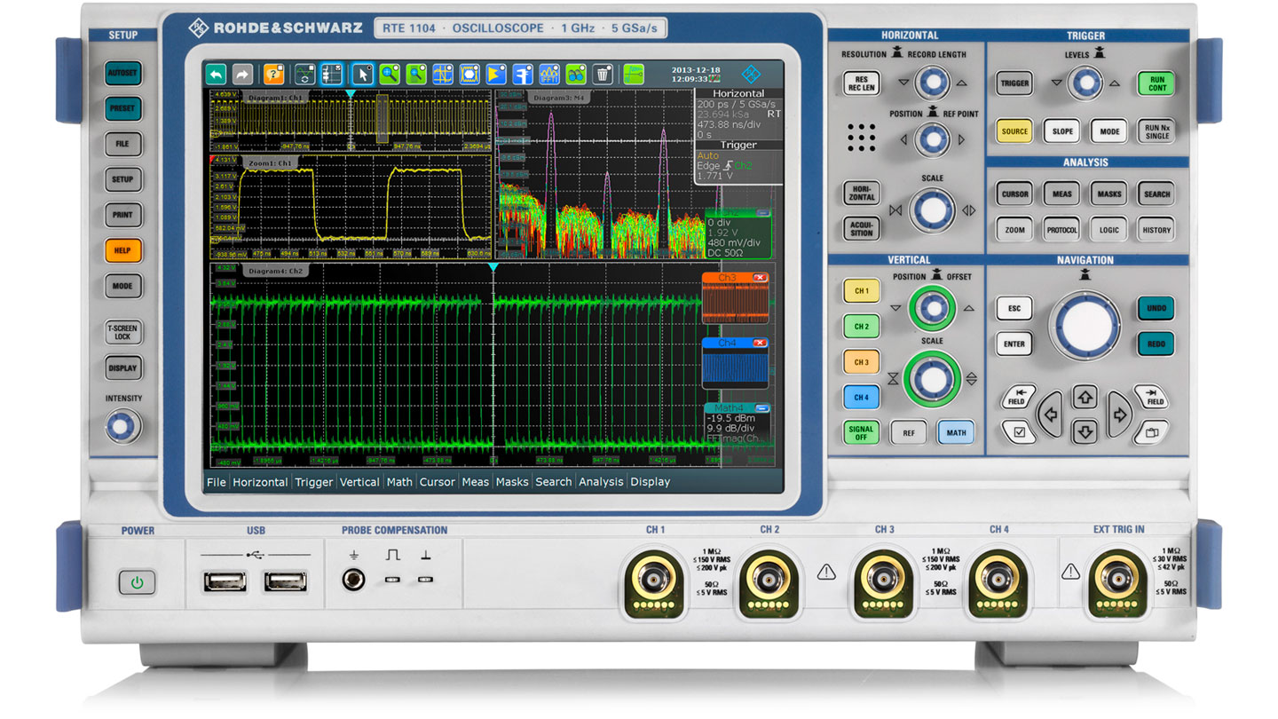 R&S®RTE1000 oscilloscope, 4 channel model