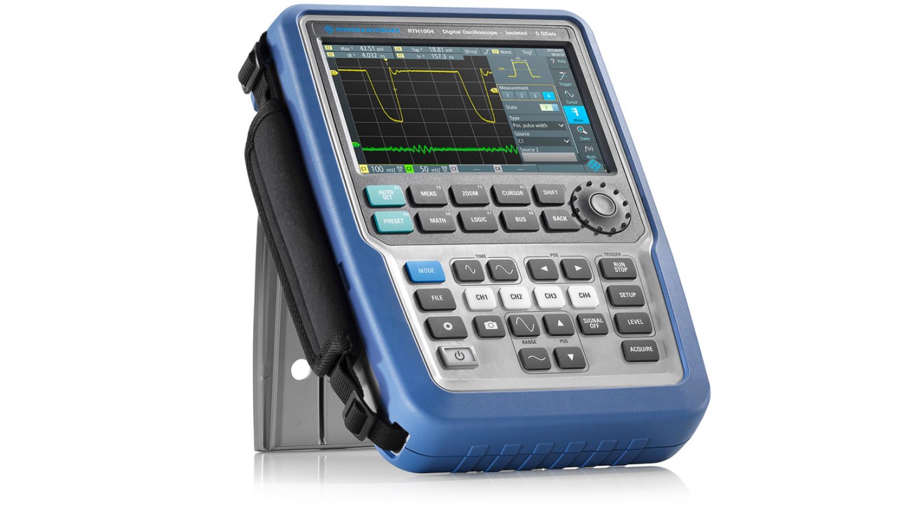 R&S®Scope Rider handheld oscilloscope, with handle