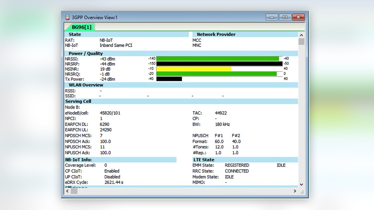 R&S®ROMES4 NB-IoT overview view