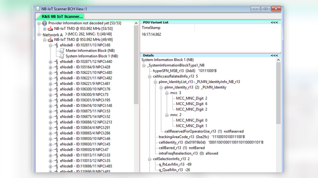 BCH view of NB-IoT scanner