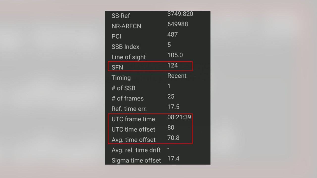 Figure 3: Time alignment error measurement results (radio frame, UTC time of the radio frame transmission, offset to expected radio frame transmission time) Figure 3: Time alignment error measurement results (radio frame, UTC time of the radio frame transmission, offset to expected radio frame transmission time)