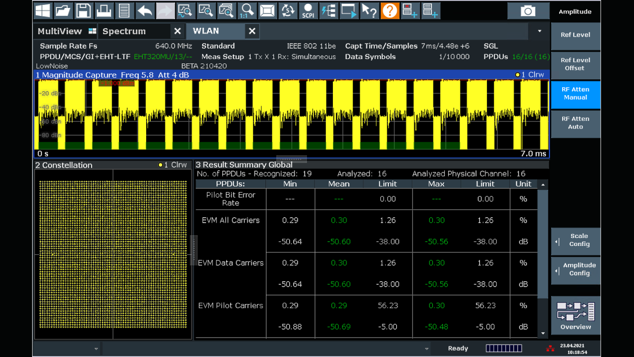 使用 R&S®FSW 信号与频谱分析仪针对 320 MHz EHT-MU PDDU 进行 IEEE 802.11be 信号分析