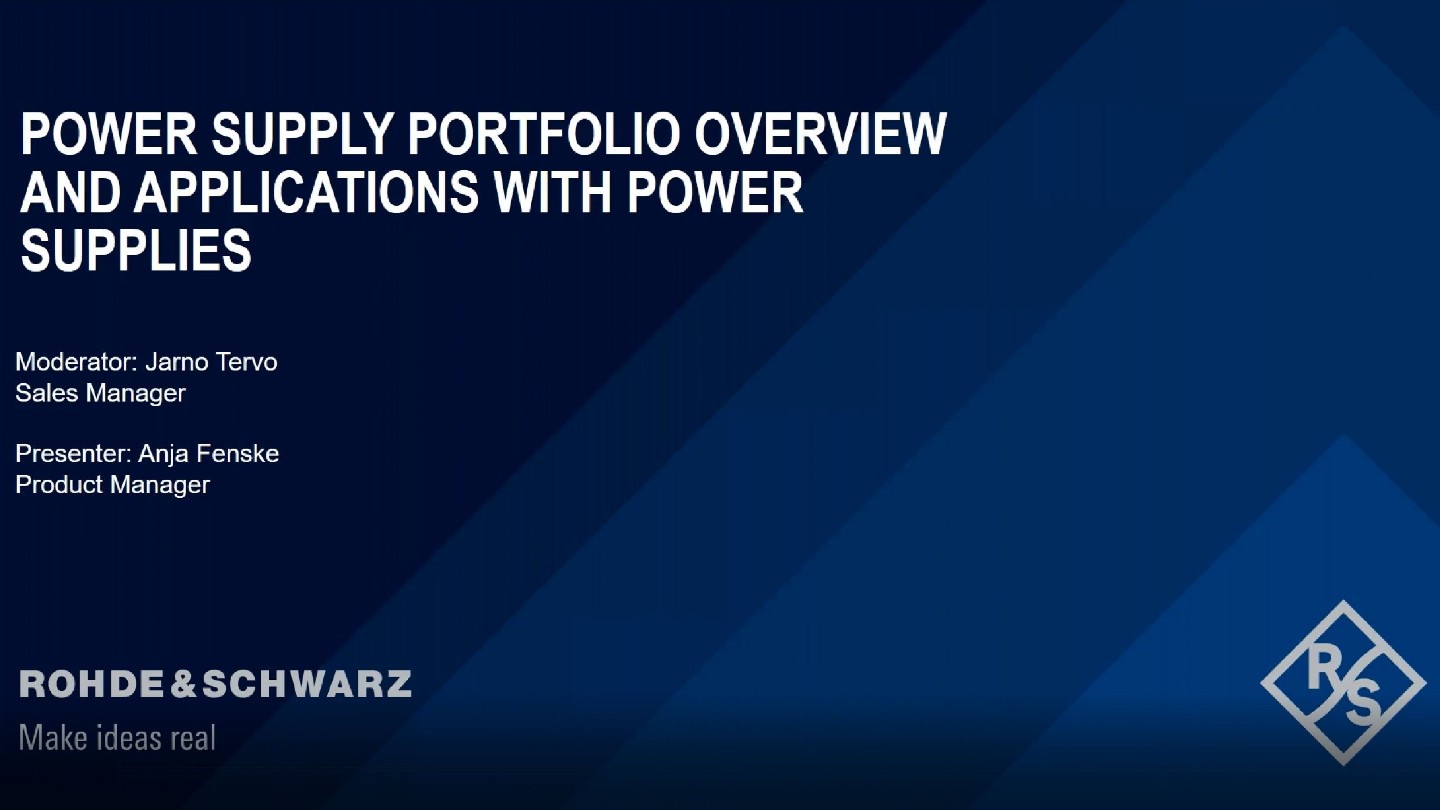 Webinar: Power Supply Portfolio Overview and Applications with Power Supplies